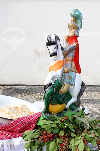  Detail of Saint George sculpture near to Saint Goncalo Garcia and Saint George Church - Saint George day  - Rio de Janeiro city - Rio de Janeiro state (RJ) - Brazil