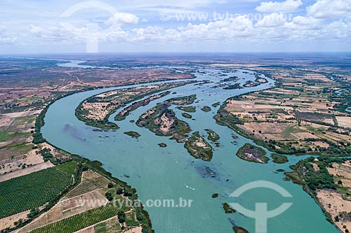  Picture taken with drone of the Assuncao Archipelago - natural boundary between Bahia and Pernambuco states  - Abare city - Bahia state (BA) - Brazil