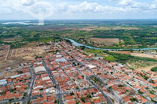  Picture taken with drone of the Cabrobo city with the Assuncao Archipelago in the background  - Cabrobo city - Pernambuco state (PE) - Brazil