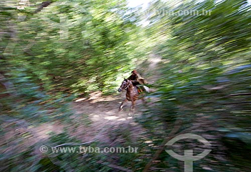  Horseman during the cultural manifestation known as ox handle in the bush  - Demerval Lobao city - Piaui state (PI) - Brazil