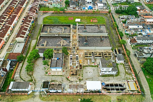  Picture taken with drone of the Bertioga city Sewage Treatment Station  - Bertioga city - Sao Paulo state (SP) - Brazil