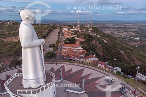  Picture taken with drone of the Statue of Padre Cicero (1969) - Horto Hill  - Juazeiro do Norte city - Ceara state (CE) - Brazil