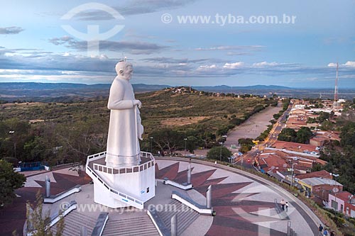  Picture taken with drone of the Statue of Padre Cicero (1969) - Horto Hill  - Juazeiro do Norte city - Ceara state (CE) - Brazil