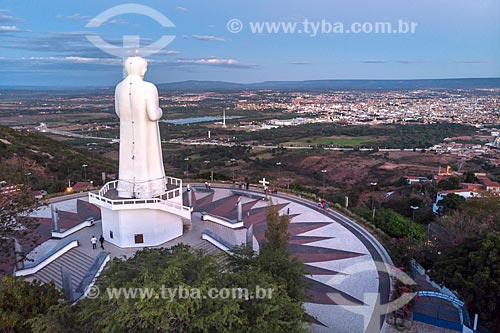  Picture taken with drone of the Statue of Padre Cicero (1969) - Horto Hill  - Juazeiro do Norte city - Ceara state (CE) - Brazil