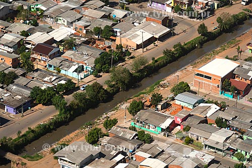  Aerial photo of the river canalized in Alcantara Street  - Novo Hamburgo city - Rio Grande do Sul state (RS) - Brazil