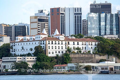  View of the Sao Bento Monastery (1671) from Guanabara Bay with buildings from the city center of Rio de Janeiro in the background  - Rio de Janeiro city - Rio de Janeiro state (RJ) - Brazil