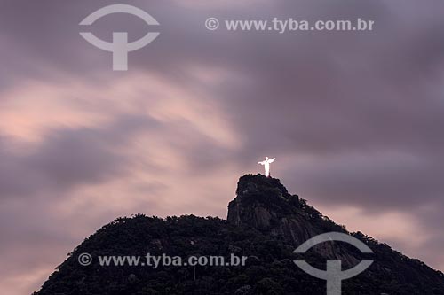  View of Christ the Redeemer from Cosme Velho neighborhood during the sunset  - Rio de Janeiro city - Rio de Janeiro state (RJ) - Brazil