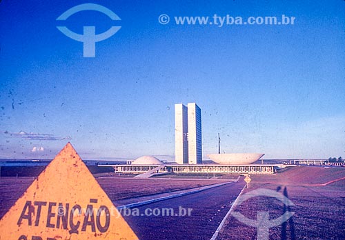  Facade of the National Congress during the construction of Brasilia  - Brasilia city - Distrito Federal (Federal District) (DF) - Brazil