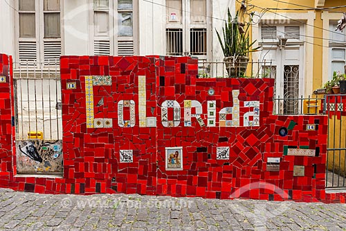  Detail of wall - Escadaria do Selaron (Selaron Staircase)  - Rio de Janeiro city - Rio de Janeiro state (RJ) - Brazil