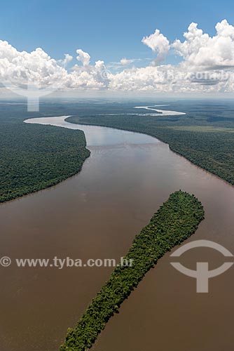  Aerial photo of snippet of the Iguassu River  - Foz do Iguacu city - Parana state (PR) - Brazil