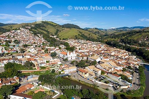  Picture taken with drone of the Sao Luiz de Tolosa Mother Church  - Sao Luiz do Paraitinga city - Sao Paulo state (SP) - Brazil