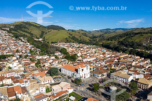  Picture taken with drone of the Sao Luiz de Tolosa Mother Church  - Sao Luiz do Paraitinga city - Sao Paulo state (SP) - Brazil