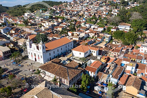  Picture taken with drone of the Sao Luiz de Tolosa Mother Church  - Sao Luiz do Paraitinga city - Sao Paulo state (SP) - Brazil