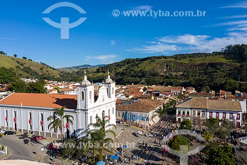  Picture taken with drone of the Sao Luiz de Tolosa Mother Church  - Sao Luiz do Paraitinga city - Sao Paulo state (SP) - Brazil