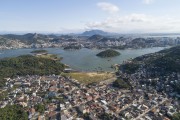 Picture taken with drone of Gloria neighborhood - in the background bay and downtown of Vitoria - Vila Velha city - Espirito Santo state (ES) - Brazil