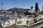 Barbara Lindenberg staircase in the historic center of the city with the bay of Vitoria and the port of Vila Velha in the background - Vitoria city - Espirito Santo state (ES) - Brazil