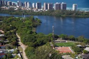 Aerial photo of the Marapendi Lagoon with the Barra da Tijuca Beach in the background - Rio de Janeiro city - Rio de Janeiro state (RJ) - Brazil