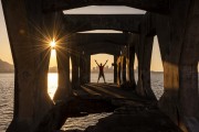 Man on the footbridge of the Tamandare da Laje Fort (1555) - Rio de Janeiro city - Rio de Janeiro state (RJ) - Brazil