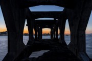 View of Guanabara Bay from the footbridge of the Tamandare da Laje Fort (1555) at dusk - Rio de Janeiro city - Rio de Janeiro state (RJ) - Brazil