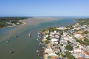 Picture taken with drone of the mouth of Piraque-Açu River - Aracruz city - Espirito Santo state (ES) - Brazil
