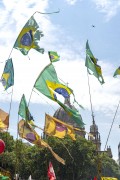 Flags of Brazil tattered during demonstration in opposition to the government of President Jair Messias Bolsonaro - Rio de Janeiro city - Rio de Janeiro state (RJ) - Brazil