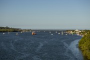 Boats anchored on the Piraque-Açu River - Aracruz city - Espirito Santo state (ES) - Brazil