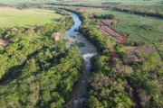 Picture taken with drone of the Talhadao Waterfall on the Turvo River - Palestina city - Sao Paulo state (SP) - Brazil