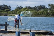 Casting fishing on the Tramandai River - Tramandai city - Rio Grande do Sul state (RS) - Brazil