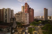 Picture taken with drone of the street and buildings at dusk - Belo Horizonte city - Minas Gerais state (MG) - Brazil