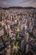 Picture taken with drone of the street and buildings at dusk - Belo Horizonte city - Minas Gerais state (MG) - Brazil