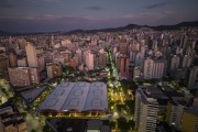 Picture taken with drone of the street and buildings at dusk - Belo Horizonte city - Minas Gerais state (MG) - Brazil