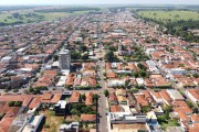 Picture taken with drone of the city with the Nossa Senhora da Paz Mother Church - Balsamo city - Sao Paulo state (SP) - Brazil