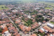 Picture taken with drone of the city with the Santo Antonio Mother Church - Mirassolandia city - Sao Paulo state (SP) - Brazil