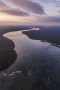Picture taken with drone of the Iguaçu River at sunset - Foz do Iguacu city - Parana state (PR) - Brazil