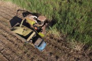 Picture taken with drone of automotrix making sugarcane silage for cattle - Mirassol city - Sao Paulo state (SP) - Brazil