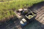 Picture taken with drone of automotrix making sugarcane silage for cattle - Mirassol city - Sao Paulo state (SP) - Brazil