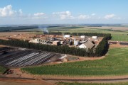 Photo taken with a drone of Tiete powerplant - sugar and alcohol producer - Ubarana city - Sao Paulo state (SP) - Brazil