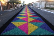 Street decorated for Corpus Christi procession - Potirendaba city - Sao Paulo state (SP) - Brazil