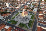 Picture taken with drone of the streets decorated for Corpus Christi procession - Potirendaba city - Sao Paulo state (SP) - Brazil