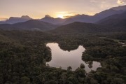 Picture taken with drone of the lake - Guapiacu Ecological Reserve - Cachoeiras de Macacu city - Rio de Janeiro state (RJ) - Brazil