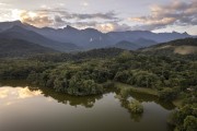 Picture taken with drone of the lake - Guapiacu Ecological Reserve - Cachoeiras de Macacu city - Rio de Janeiro state (RJ) - Brazil