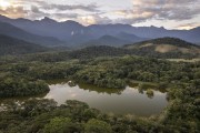 Picture taken with drone of the lake - Guapiacu Ecological Reserve - Cachoeiras de Macacu city - Rio de Janeiro state (RJ) - Brazil