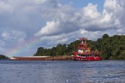 Raft carrying sand on Anavilhanas National Park  - Manaus city - Amazonas state (AM) - Brazil