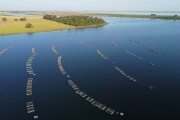 Picture taken with drone of fish farming tanks - Zacarias city - Sao Paulo state (SP) - Brazil