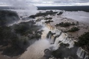 Picture taken with drone of waterfalls in Iguaçu National Park - Border between Brazil and Argentina - Foz do Iguacu city - Parana state (PR) - Brazil