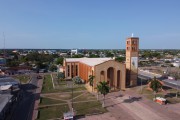 Picture taken with drone of Cathedral of Nossa Senhora do Carmo  - Parintins city - Amazonas state (AM) - Brazil