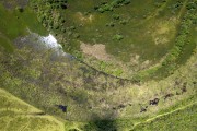 Picture taken with drone of the Iguaçu River and its floodplain area (flooded area) - Sao Mateus do Sul city - Parana state (PR) - Brazil