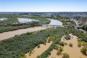 Picture taken with drone of flooding of the Iguaçu River in 2023 - Sao Mateus do Sul city - Parana state (PR) - Brazil