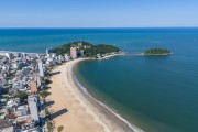 Picture taken with drone of the Mansa Beach and Tartaruga Island - Matinhos city - Parana state (PR) - Brazil