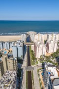 Picture taken with drone of drainage canal and Brava Beach - Matinhos city - Parana state (PR) - Brazil